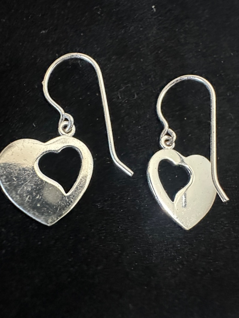 Silver Heart Cutout Dangle Earrings - Women's Jewelry